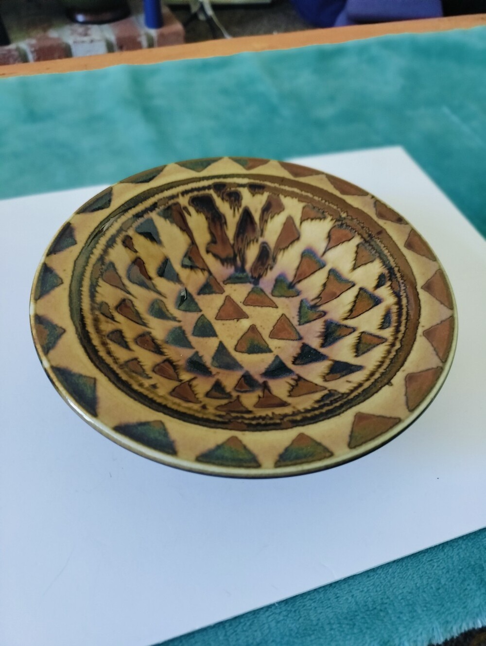 Vintage 1989 Studio Art Pottery Bowl Hand-Signed Altar 89 Geometric Southwestern